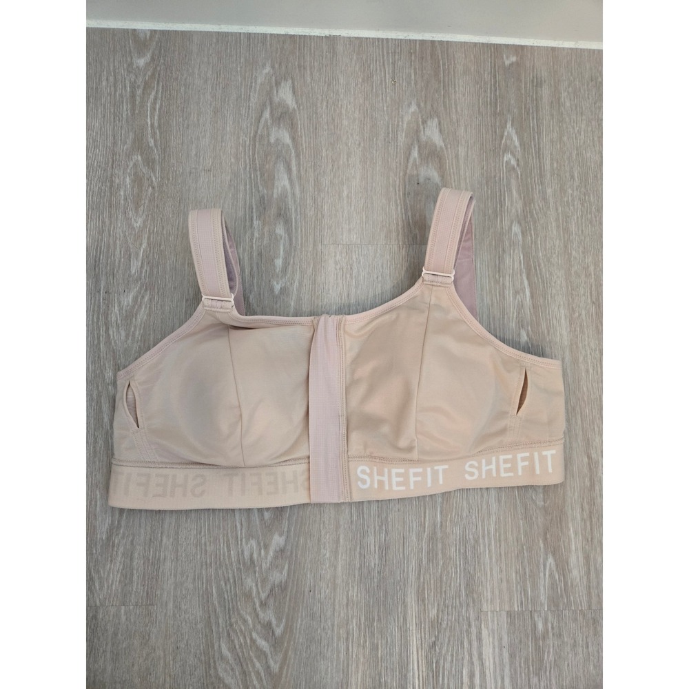 SHEFIT Ultimate Sports Bra Sand Nude High Impact Front Zip Adjustable Size 3Luxe
